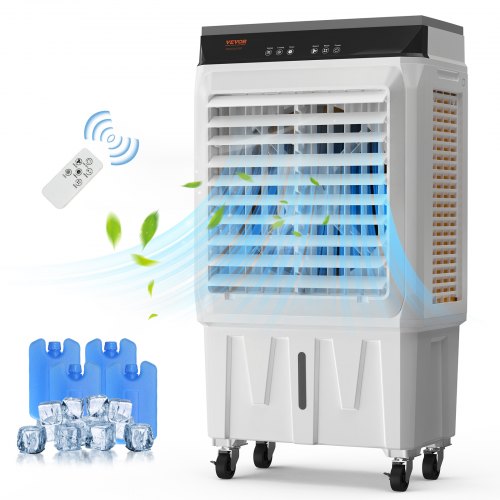 VEVOR Evaporative Air Cooler, 2100 CFM, 135° Oscillating Swamp Cooler with Adjustable 3 Speeds and 12 H Timer, 7 Gal Portable Air Cooler for 750 Sq.ft, Indoor/Outdoor Use, FCC Listed